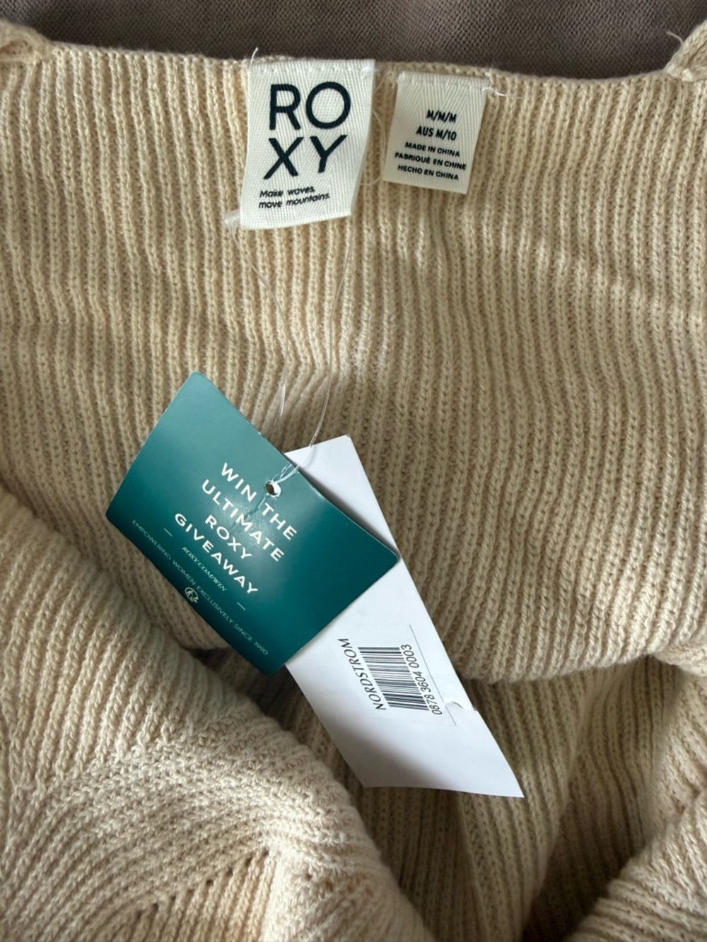 ROXY Cream Knit Tank Top V-Neck Ribbed Sweater Vest Size M - Picture 4 of 5
